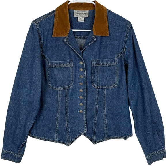Stonebridge Jackets & Blazers - Vintage Stonebridge Petites Faux Suede Collar Western Denim Jacket 12P Petite